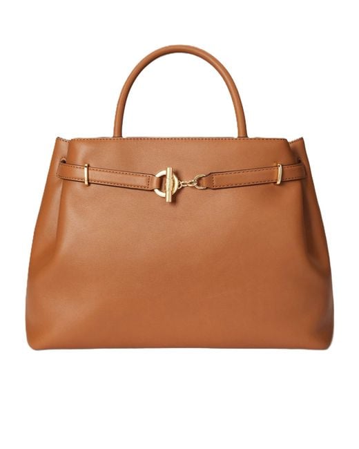 Ralph Lauren Brown Toggle-Fastening Leather Shoulder Bag