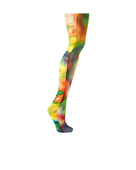 Dries Van Noten White Ruched Printed Stretch-Mesh Tights