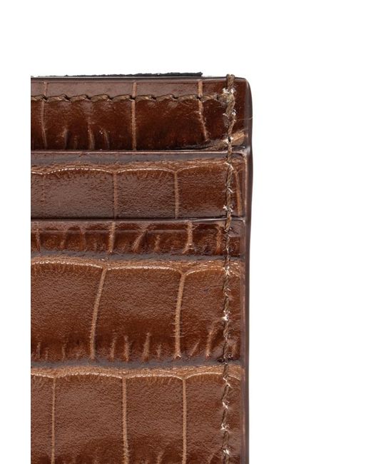 Tom Ford Brown Logo Debossed Card Holder for men