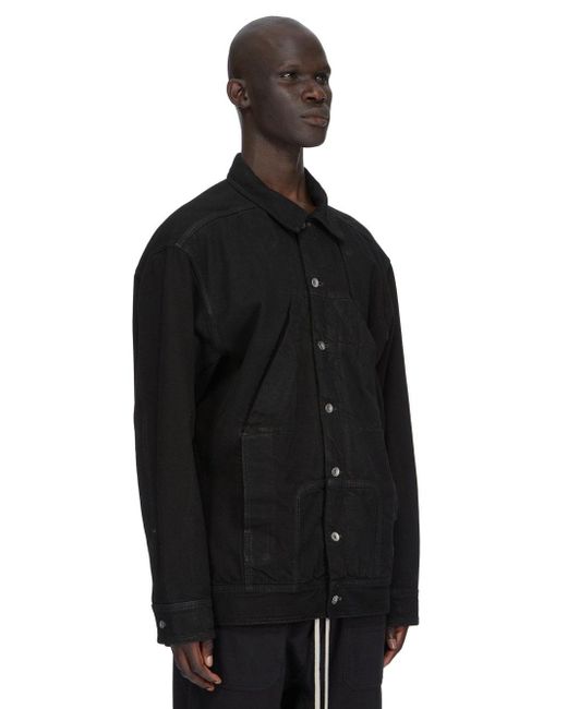 Rick Owens Black Sphinx Jumbo Worker Button-Up Jacket for men