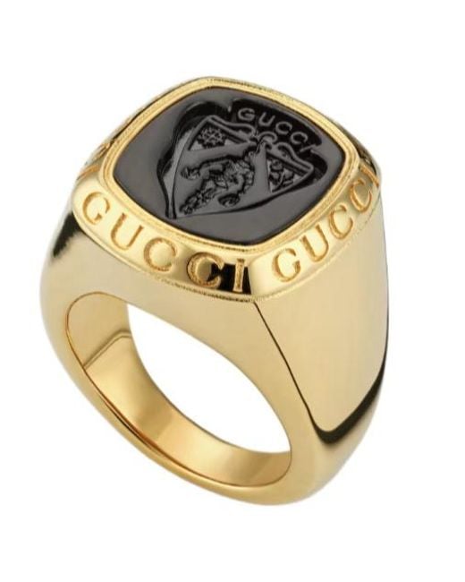 Gucci Multicolor Crest Signet Ring for men