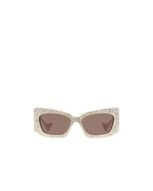 Gucci White Eyewear Squared Frame Sunglasses
