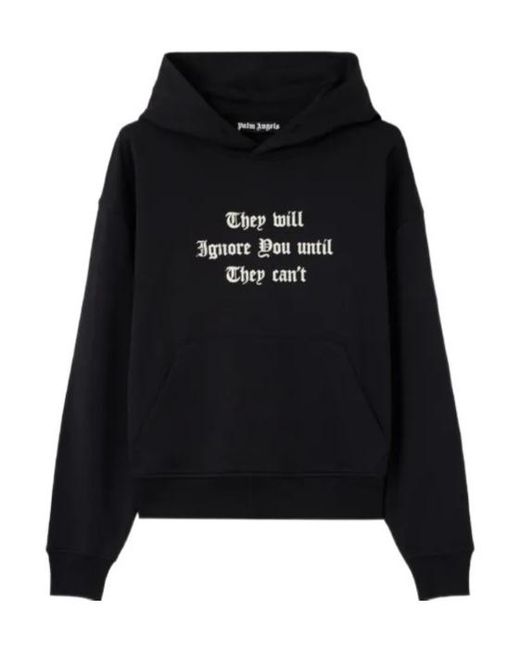 Palm Angels Black Text-Print Kangaroo Hoodie for men