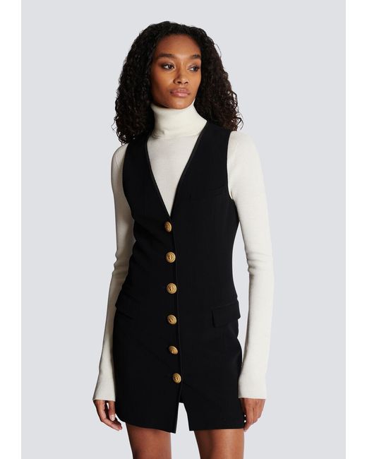 Balmain Black Sleeveless Crepe Dress