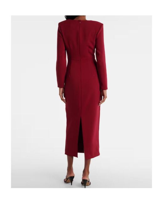 Roland Mouret Red Long-Sleeved Crêpe Midi Dress