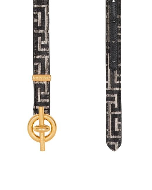 Balmain White Monogram Jacquard T-Bar Belt for men