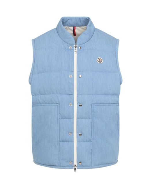 Moncler Blue Logo Patch Padded Gilet for men