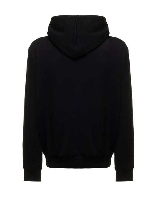 Balmain Black Logo Printed Drawstring Hoodie for men