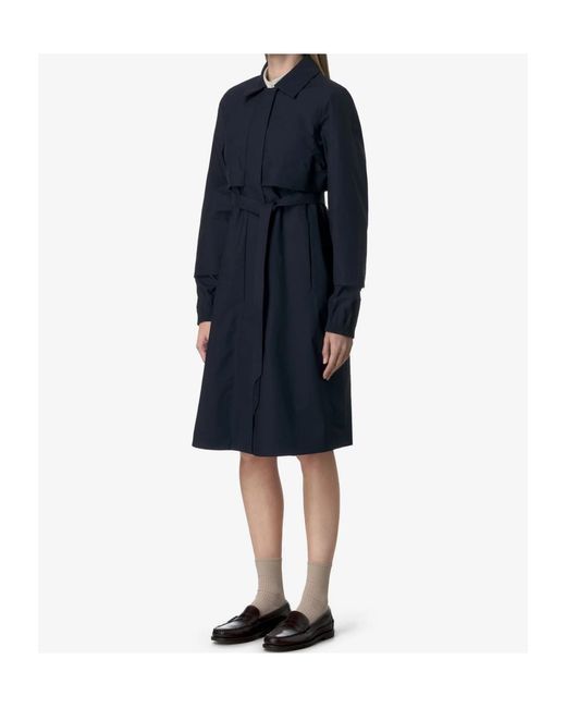 K-Way Blue Poplin Trench Coat