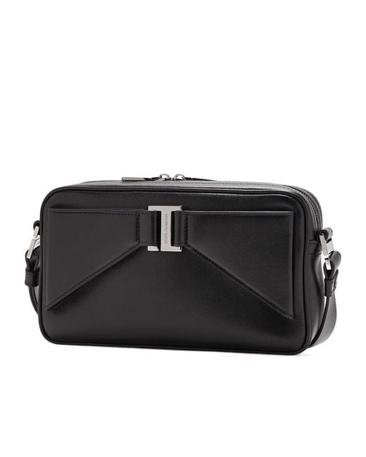 Dolce & Gabbana Black Logo Tag Zipped Messenger Bag for men
