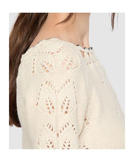 Isabel Marant White Cropped Boat-Neck Crochet Sweater