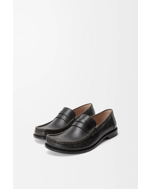 Loewe Black Textured Penny Loafers for men