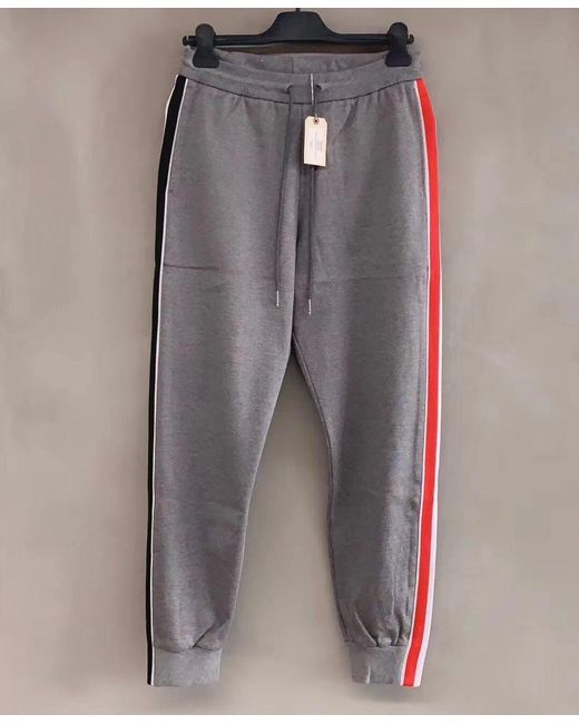 Thom Browne Gray Interlock Rwb Stripe Track Pants for men