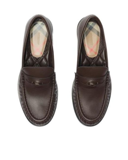 Burberry Brown Cadet Gathered-Detail Loafers for men