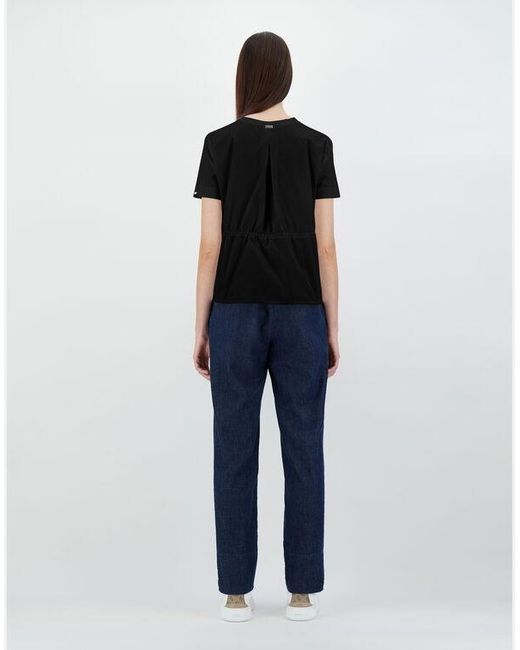 Herno Black Contrast-Panel Drawstring Waist T-Shirt