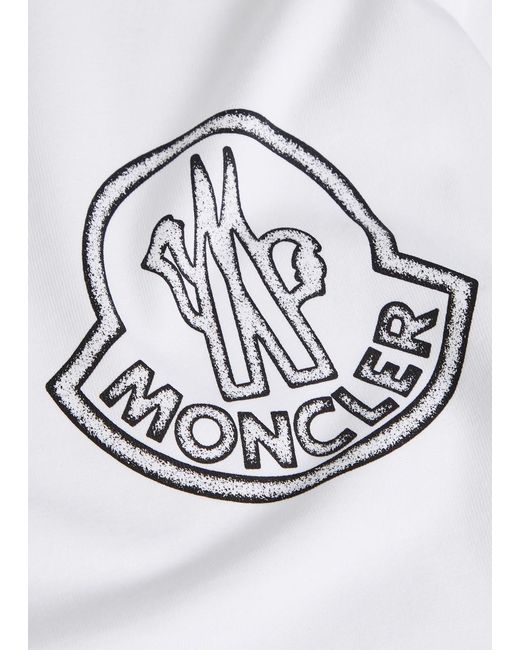 Moncler White New Badge Logo-Print Cotton T-Shirt for men