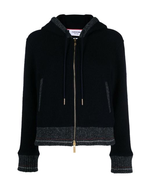Thom Browne Black Fleece Drawstring Zipped Cardigan