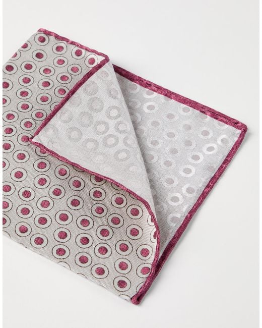 Brunello Cucinelli White Polka-Dot Pocket Square Scarf for men