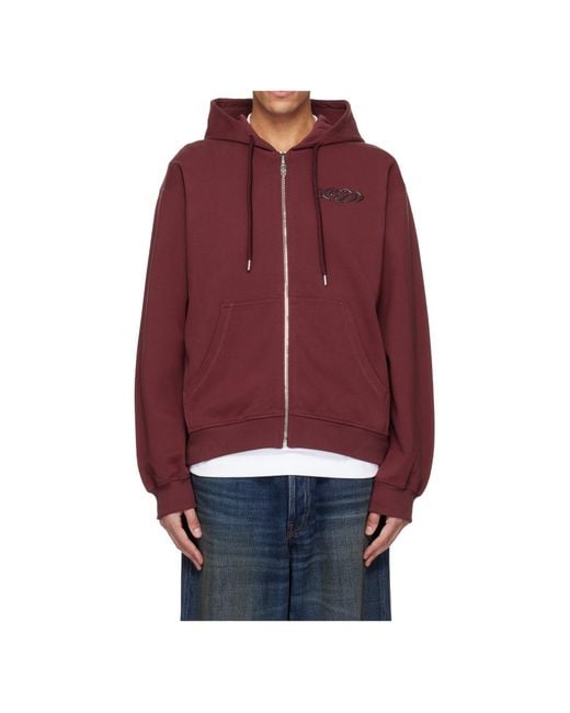 Casablanca Red Logo-Patch Zip Hoodie for men