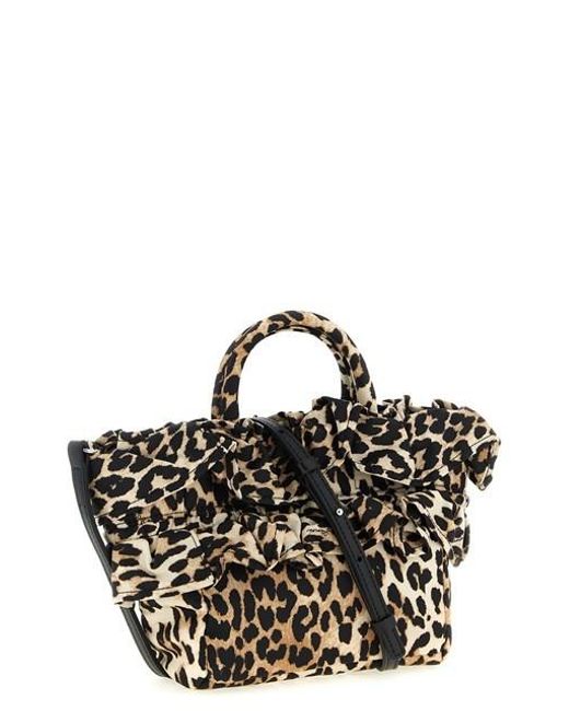 Ganni Black Ruffled Mini Shopper Bag