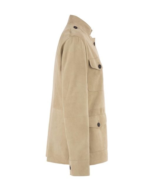 Antonelli Natural Suede Safari Jacket With Patch Pockets