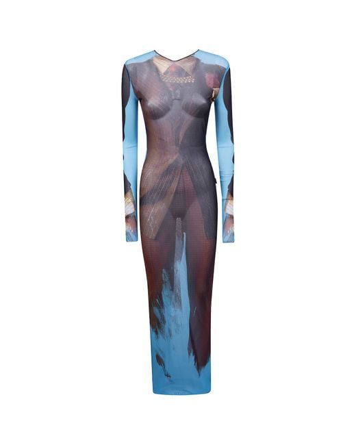 Jean Paul Gaultier Blue Tennis Open-Back Maxi Dress