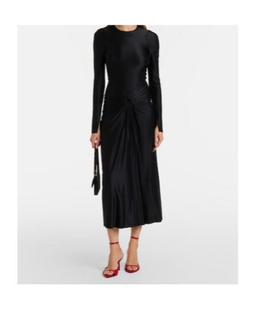 Victoria Beckham Black Frances Gathered Jersey Midi Dress