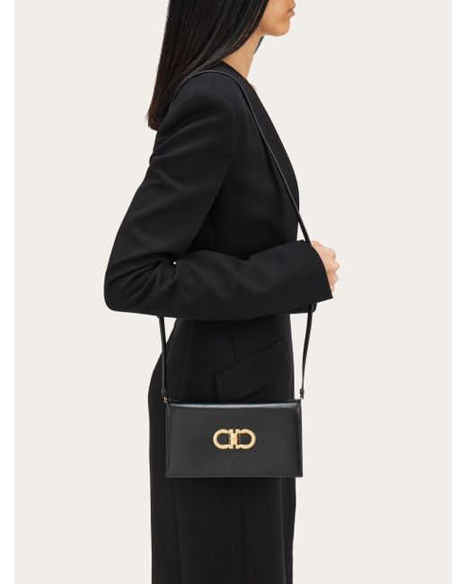 Ferragamo Black Ferragamo Double Gancini Mini Shoulder Bag