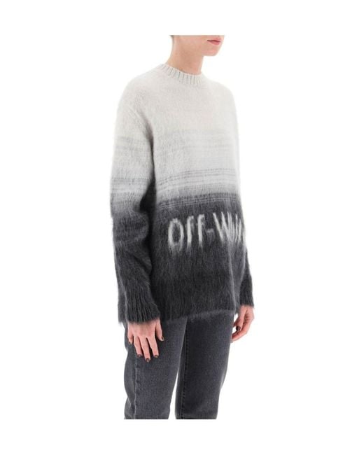Off-White c/o Virgil Abloh Gray Logo-Print Gradient Jumper