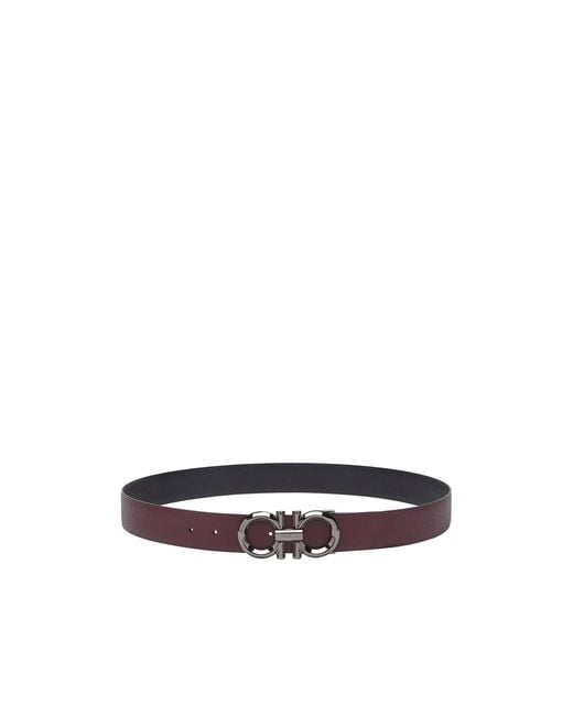 Ferragamo White Logo Double-Sided Belt for men