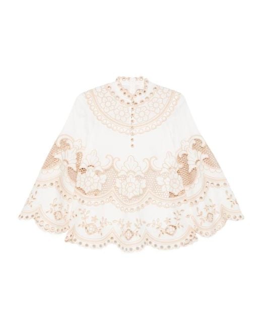 Zimmermann Natural Wanderlust Button Embroidery Blouse