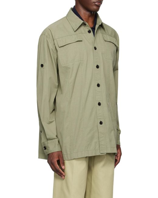 Bottega Veneta Green Light Cotton Twill Overshirt for men