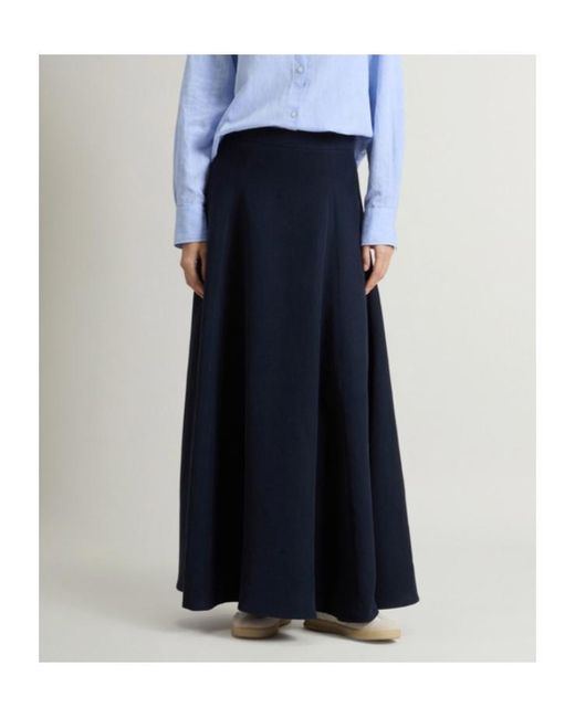Woolrich Blue Pleated Long Skirt