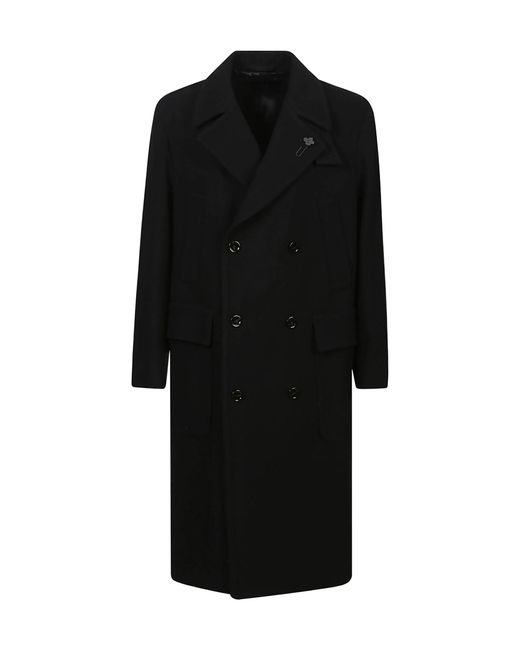 Lardini Black Double-Breasted Tailored Coat for men