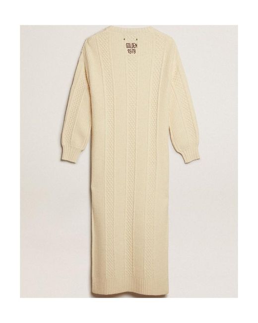 Golden Goose Deluxe Brand White Long Sleeved Knitted Crewneck Dress