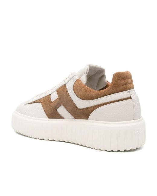 Hogan White H-Striped Sneakers for men
