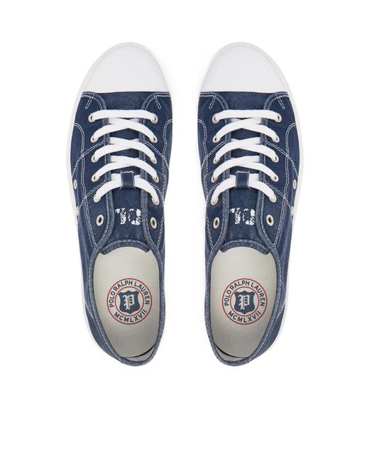 Polo Ralph Lauren Blue Contrast-Stitched Low-Top Sneakers for men