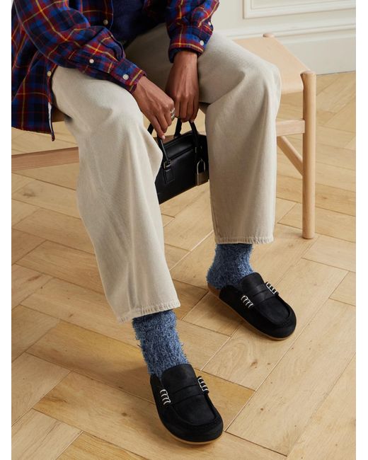 The Elder Statesman Blue Wool And Silk-Blend Socks