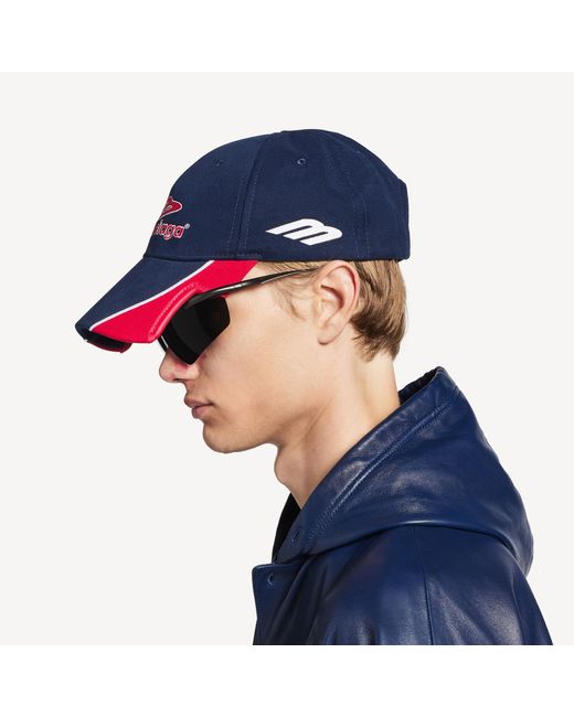 Balenciaga Blue Logo Embroidered Baseball Cap for men
