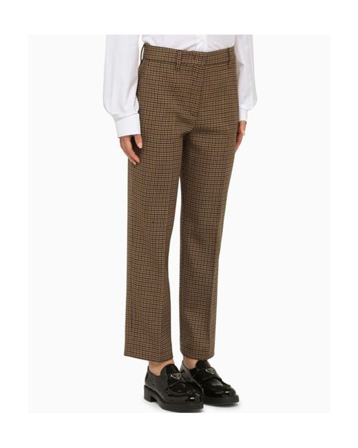 Prada Brown Houndstooth Tailored Pants