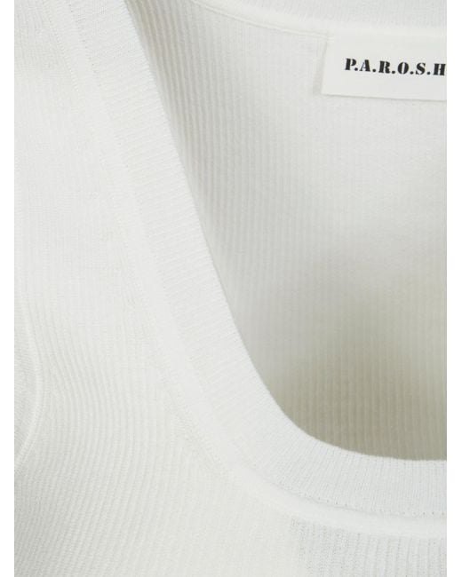 P.A.R.O.S.H. Gray P.A.R.O..H. Ribbed Scoop-Neck Tank Top