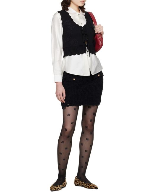 Ganni Black Crochet Mini Skirt