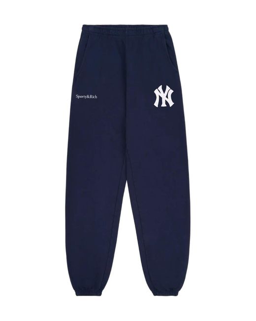 Sporty & Rich Blue Heritage Yankees Serif Track Pants for men