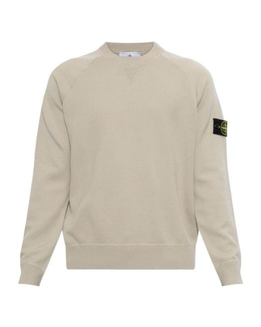 Stone Island White Crew-Neck Sweater for men