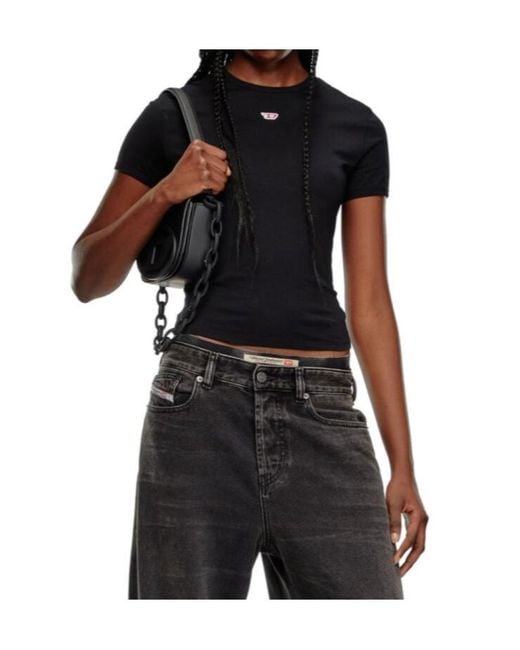 DIESEL Black T-Uncutie-Long-D Embroidered D Patch T-Shirt