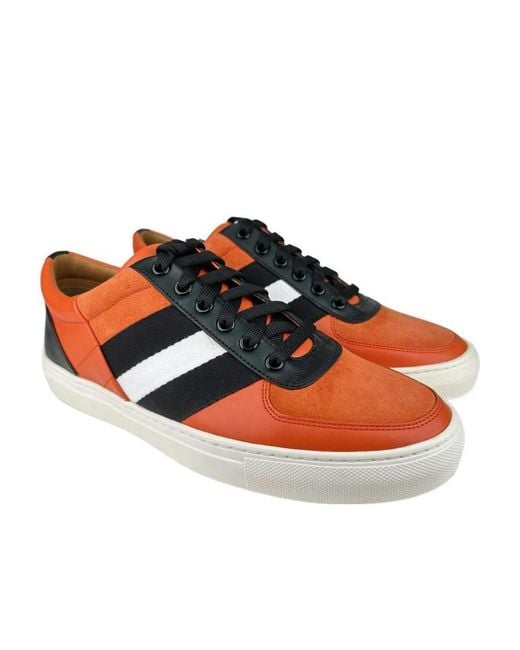 Bally Orange Logo Casual Sneakers for men