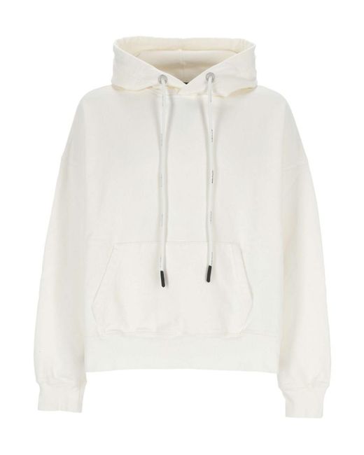 Palm Angels White Logo-Detailed Drawstring Hoodie for men