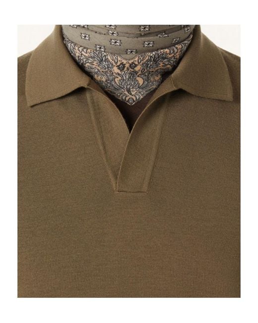 Loro Piana Green Buttonless Polo Shirt for men