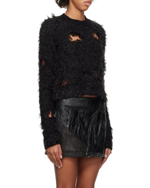 Acne Black Cut-Out Detailed Crewneck Jumper
