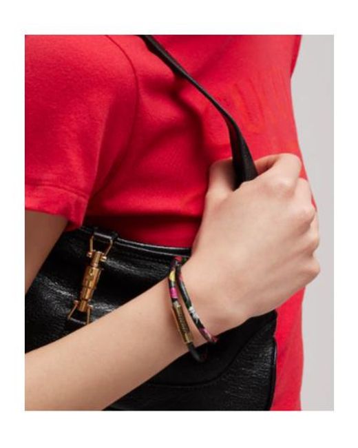Gucci Black Leather Double Bracelet With Script